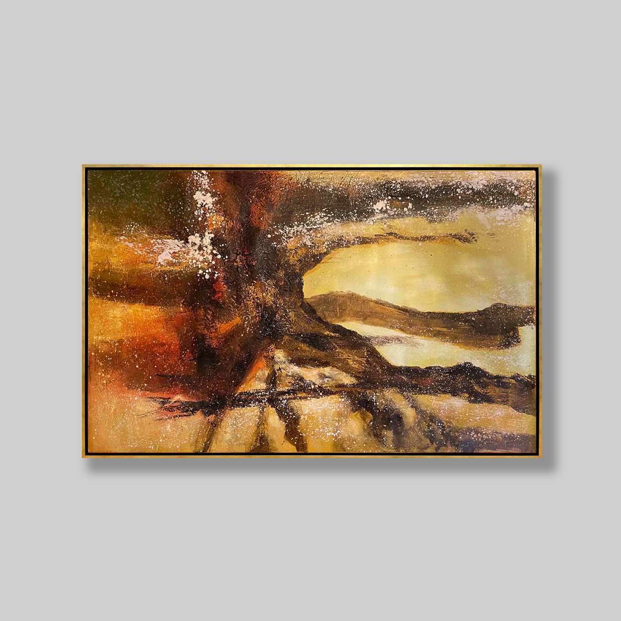 Abstract oil on canvas amber awakening